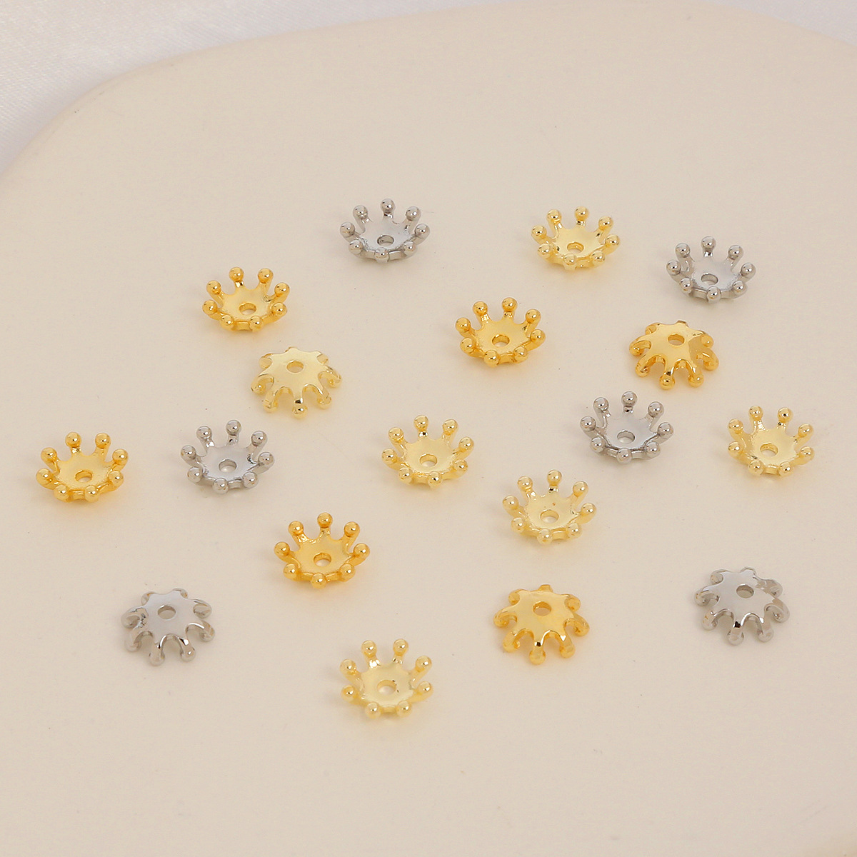 步摇材料保色14K包金小花蕊花托DIY古风发簪太阳花芯8mm珍珠花托