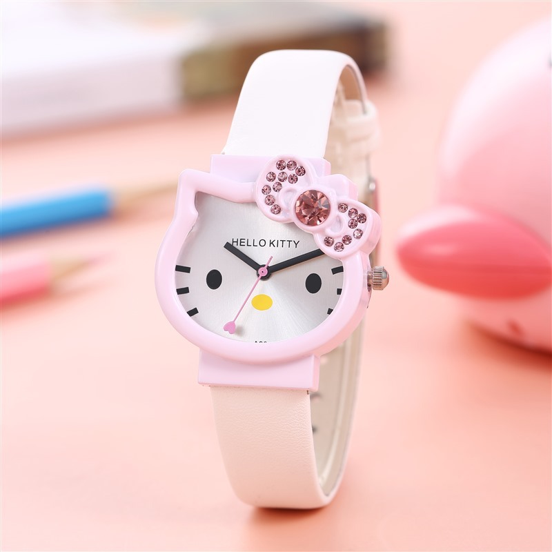 Cute Hello Kitty Children's Watch Foreign Trade Wholesale Student Children Cartoon Watch Girls' Bracelet Set Quartz Watch Generation
