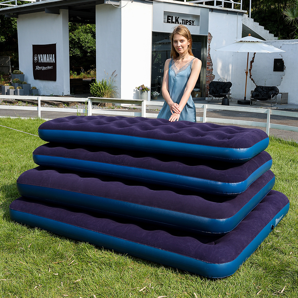 户外PVC气垫床懒人折叠充气床加厚植绒床垫便携家用露营充气床垫