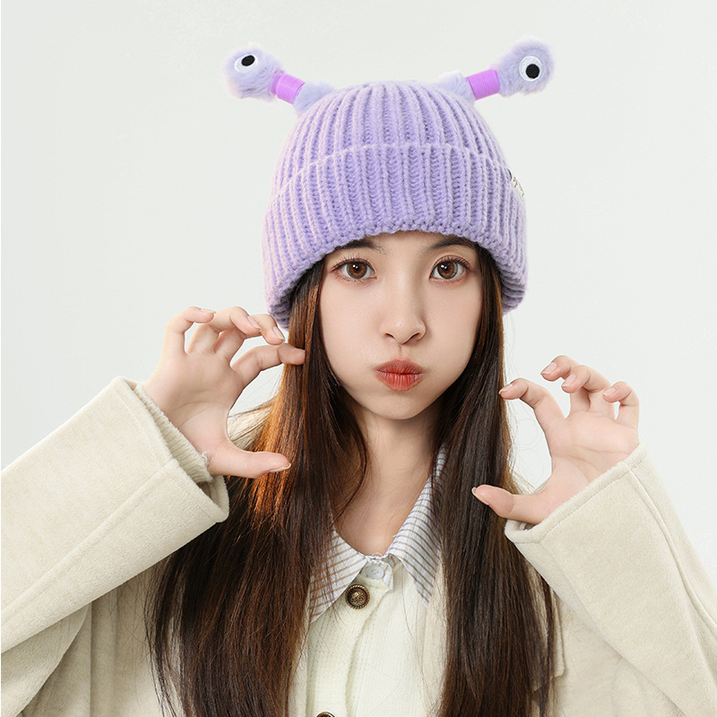 Autumn and Winter Parent-Child Children Woolen Cap Cute Cartoon Funny Luminous Tentacles Warm Knitted Hat Woolen Cap