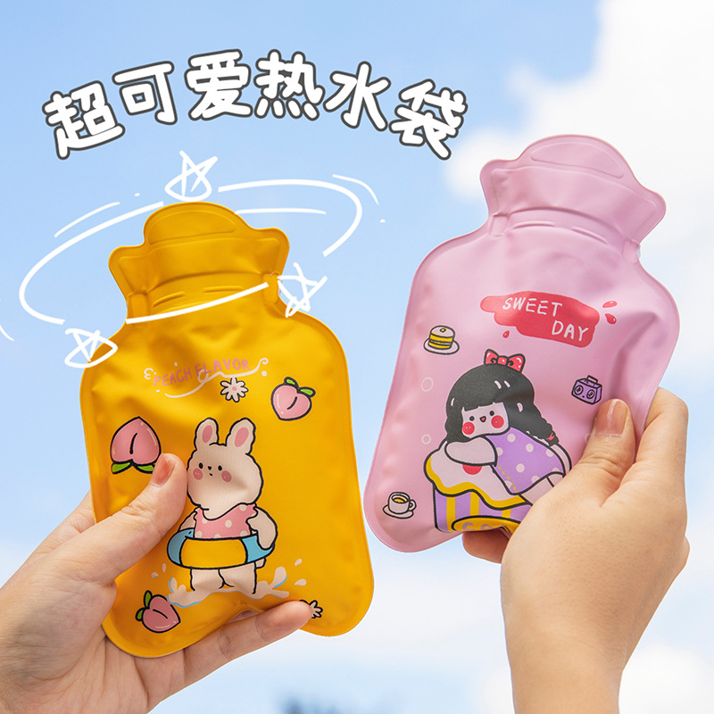 Winter Thickened Cartoon Hot Water Injection Bag Cute Girl Heart Hand Warmer Student Portable Irrigation Hand Warmer