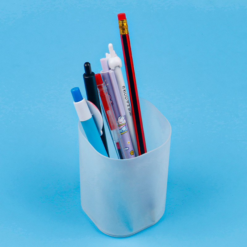 透明简约磨砂收纳圆形笔筒学生桌面整理多功能办公整理笔筒收纳桶