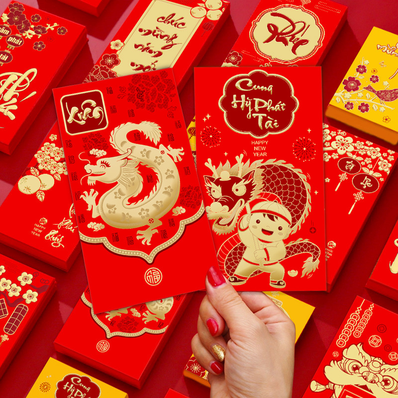 Ruixiang Factory 2024 New Vietnamese Red Envelope Spring Festival Cartoon Dragon Zodiac New Year Large Gift Bag Wholesale
