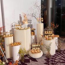 婚礼甜品台圆柱桌婚庆折纸柱路引折叠蛋糕展示架摆件橱窗折纸装饰