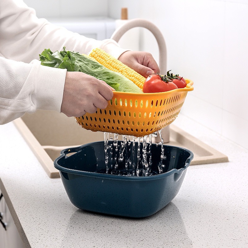 Six-Piece Kitchen Multi-Functional Vegetable Basket Double-Layer Drain Basin Fruit Basket Drain Basket