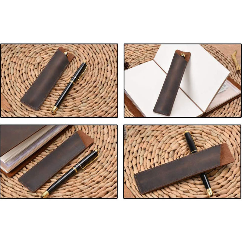 pu皮革钢笔套商务礼品纯色单支保护笔套可颜色印logo笔袋批发