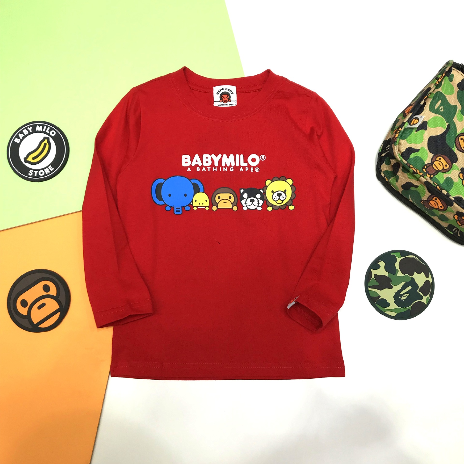 2022新款潮牌猴子t恤 纯棉猴子印花ins男童潮牌长袖