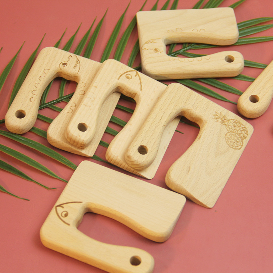 木质儿童刀鱼形儿童厨房刀具 木制儿童玩具刀 切水果蔬菜木刀玩具