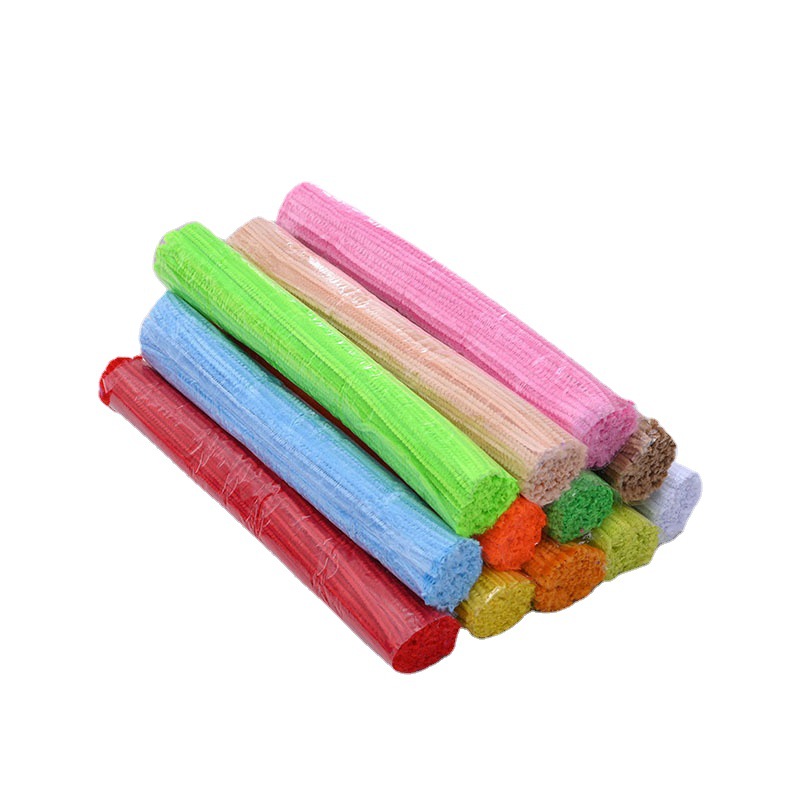 Colorful Wool Tops Twisted Stick Children's Diy Toy Accessories Kindergarten Handmade Material Package Wool Root Wool Strip Wholesale