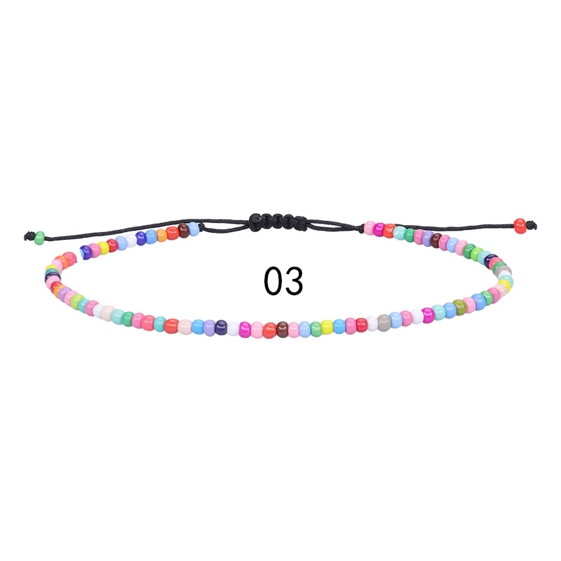 Amazon Hot Sale Color Bead Braided Anklet Summer Seaside Beach Surfing Foot Ornaments Factory in Stock