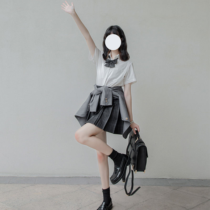 格裙碳灰jk制服学生百褶裙校服短裙半身裙女日系百搭夏批发速卖通