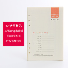 A5活页替芯6孔活页纸笔记本内芯100g加厚B5内页9孔A4大号打孔内页