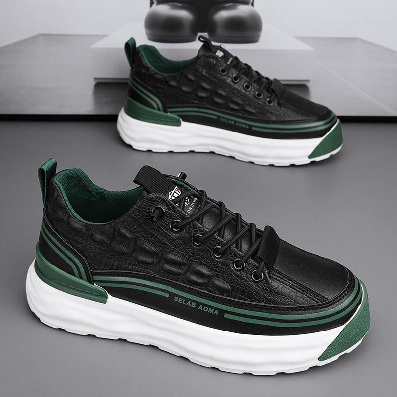 男鞋夏季透气潮流百搭休闲板鞋一脚蹬运动鞋厚底增高小白老爹潮鞋