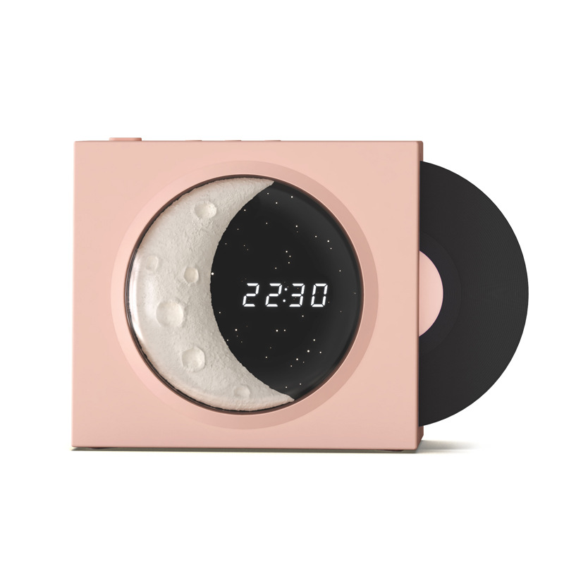 Lanyue Bluetooth Audio Home Ornaments Wireless Subwoofer Mini Gramophone Record Digital Display Clock Bluetooth Speaker