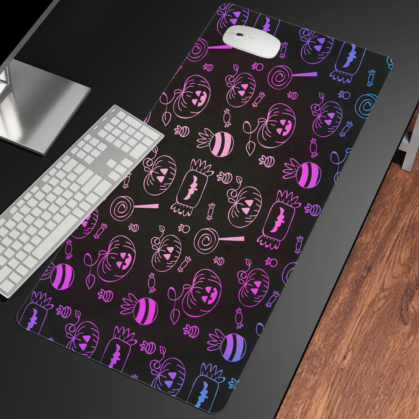 家用鼠标垫定 制图案logo万圣办公日常长方形桌垫可爱幽灵鼠标垫