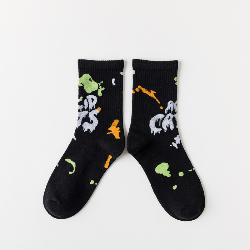 New SocksMen's Middle Tube SocksAutumn and Winter New Ins Fashion Original Design Graffiti Letters Men's Cotton SocksLong Socks