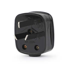 黑色国标三角电源插头 工业16a大功率空调热水器三相家用接线纯铜