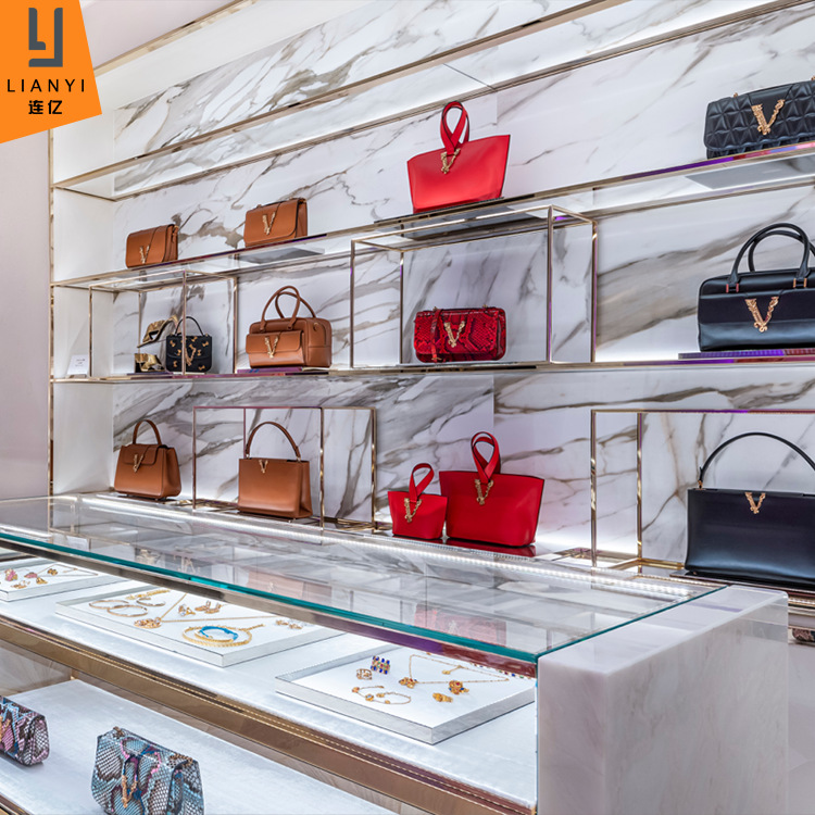 0成交0服装店上墙展示柜定制女士皮包货架奢侈品香水陈列设计实木