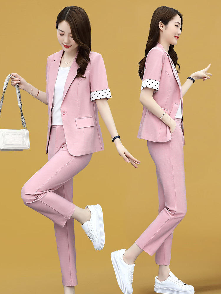 小西装套装女时尚2022年新款女装洋气时髦气质夏季薄款西服两件套