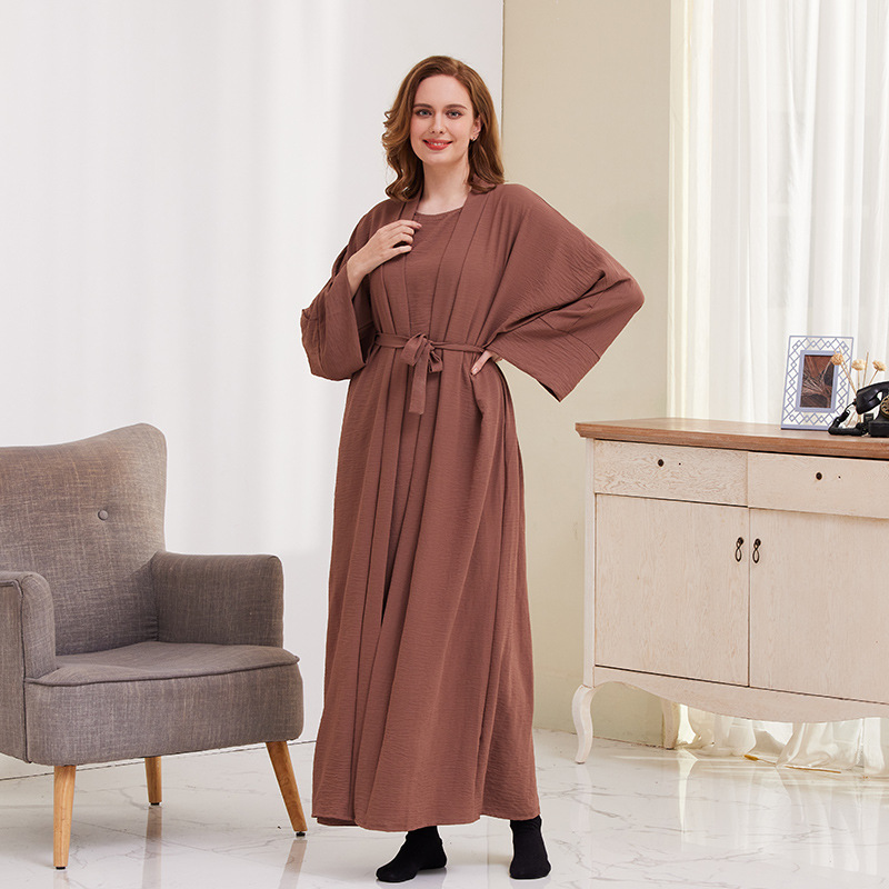 Xg2055 Regular Popular Middle East Turkey Solid Color plus Size Multi-Color Robe Dress