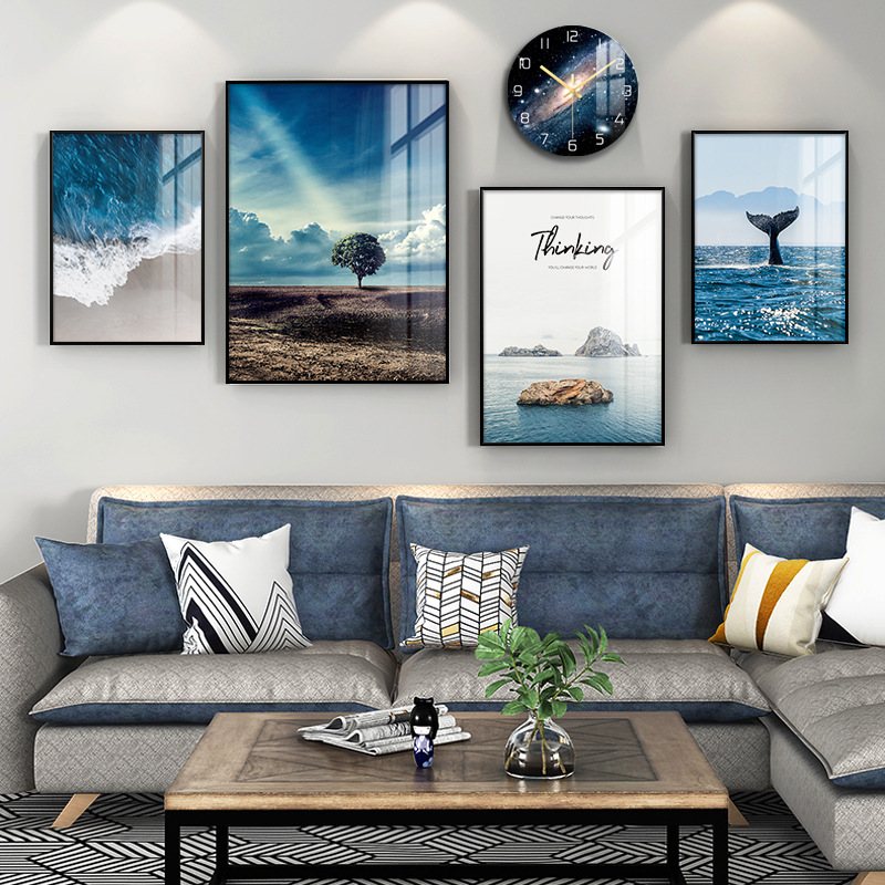现代简约客厅装饰画北欧风格沙发背景墙挂画轻奢大气餐厅墙面壁画