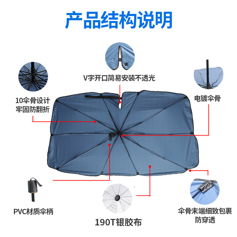 新款汽车遮阳伞伸缩开口款遮阳挡防晒隔热前档车载停车牌遮阳帘板详情图4