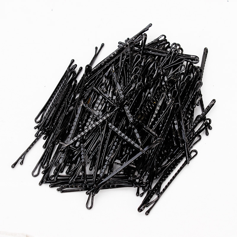 美发专业盘发卡子钢丝夹波浪发夹黑色一字夹盒装影楼专用黑色夹子