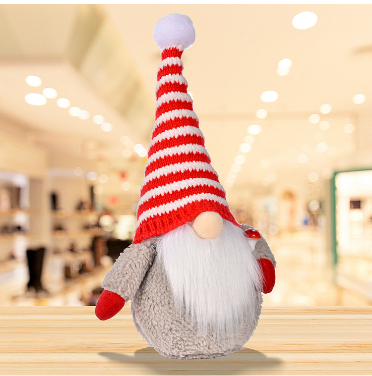 跨境新品圣诞装饰品红色条纹针织鲁道夫公仔创意无脸娃娃摆件礼物