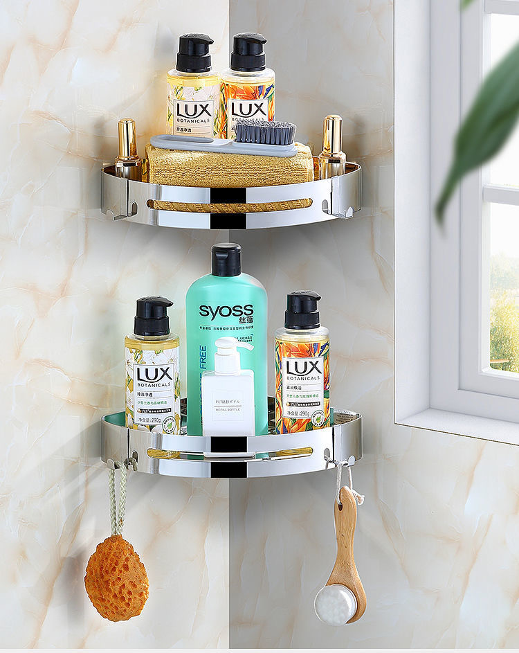 浴室三角置物架卫生间收纳架子免打孔洗手间洗澡间厕所墙上壁挂式