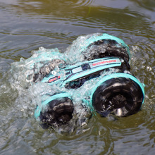 跨境水陆两栖特技车 双面行驶两用水上儿童玩具遥控双面特技车