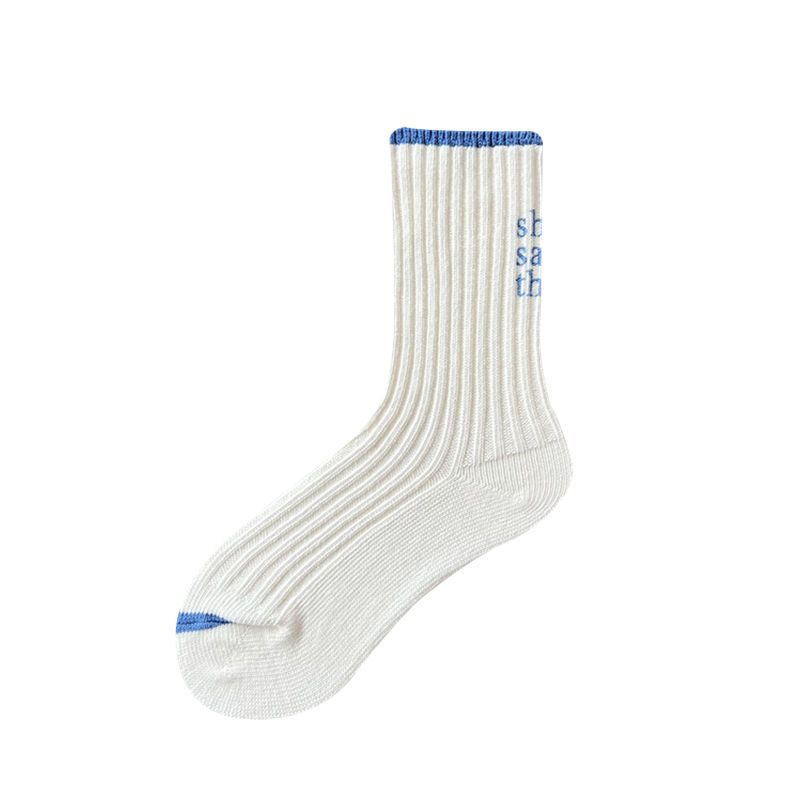 Korean Shesaidthat Socks Ins Style Japanese Joint Fashion Brand Xiaohongshu Double Needle Thick Thread Couple Socks for Men and Women