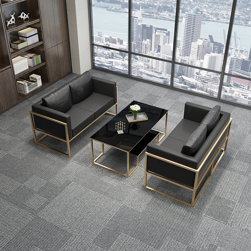 办公室接待会客等候沙发简约现代轻奢商务休息区洽谈沙发茶几组合