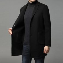 品牌秋冬毛呢大衣100%羊毛大衣男士中长款纯羊毛外套男士保暖呢子