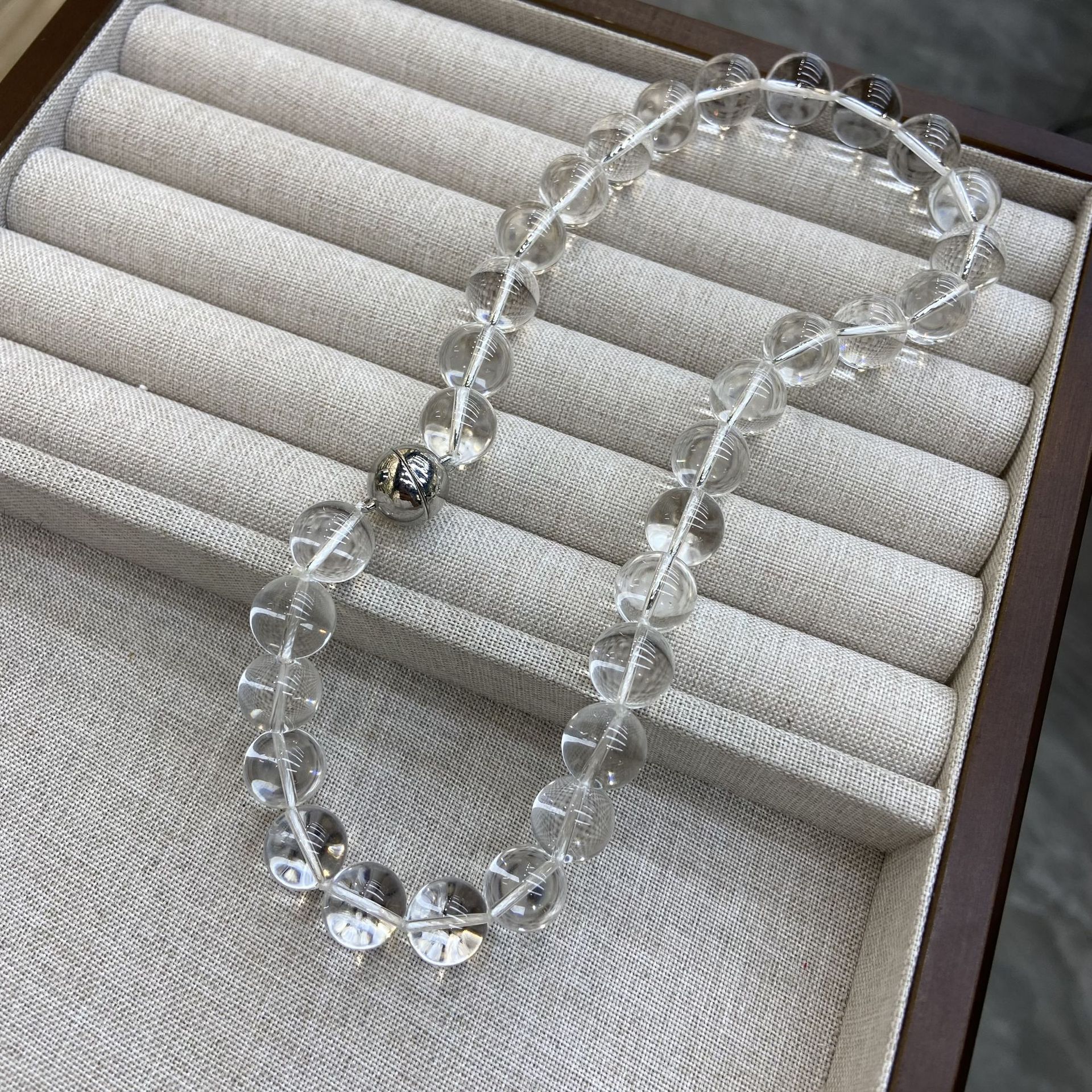 透明珠子白水晶项链女夏轻奢小众高级感串珠颈链choker短款锁骨链