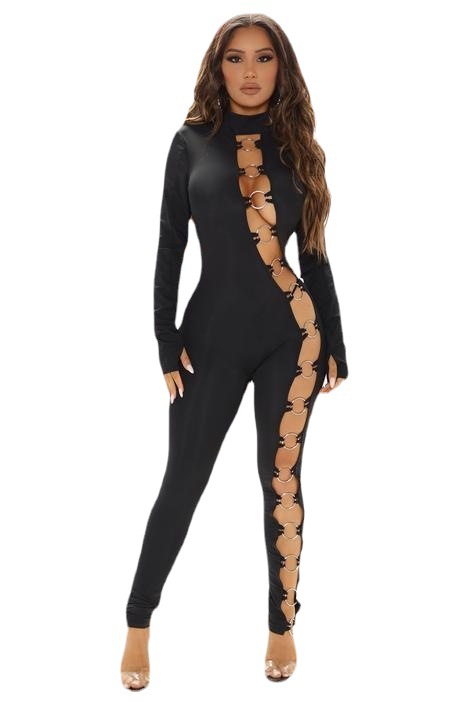 连体裤子相似欧美风2021秋季女装新款性感低胸吊带高腰修身显瘦包臀