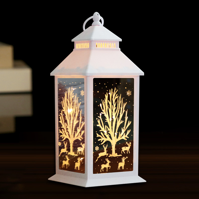 Amazon New Christmas Laser Pattern Lantern Courtyard Decoration LED Lighting Chain Storm Lantern Decorations Wholesale