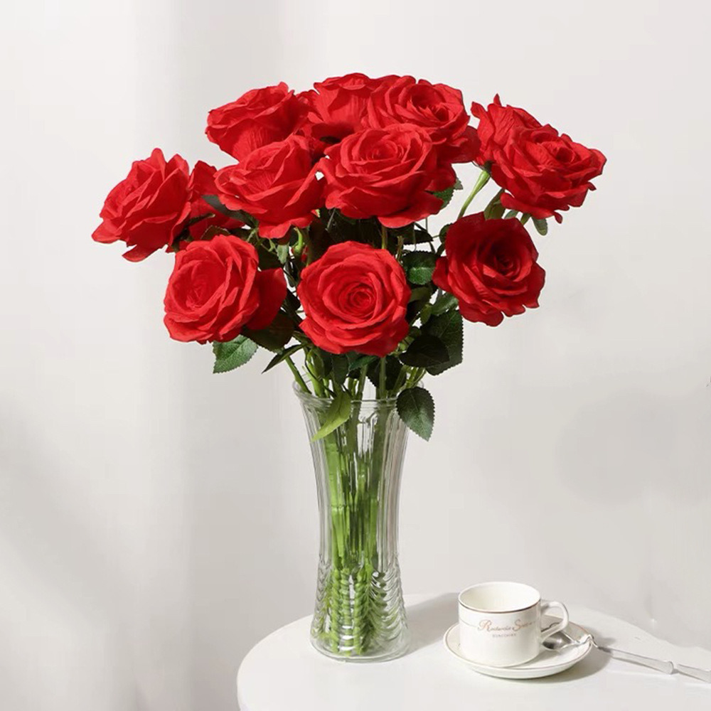 玫瑰花仿真花绢花2022新款花束塑料花插花摆件客厅摆设装饰品假花