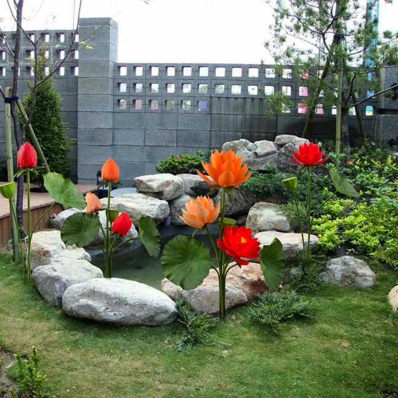 led动态荷花灯公园景观水池装饰灯户外防水庭院花园莲花芦苇花灯