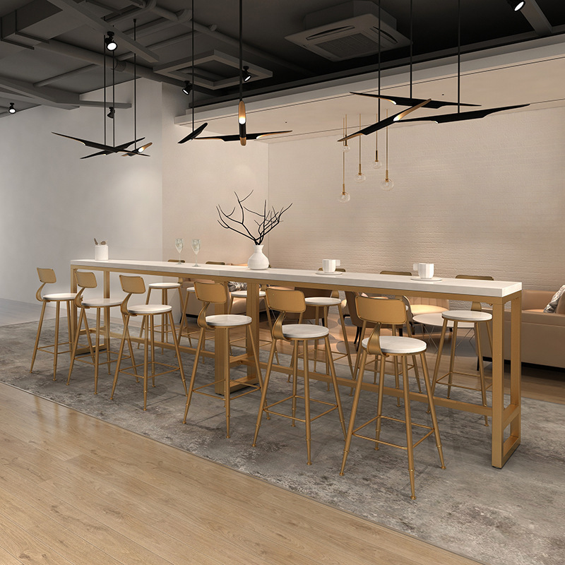 北欧家用靠墙吧台桌椅组合咖啡餐厅奶茶店酒吧桌高脚凳小圆桌