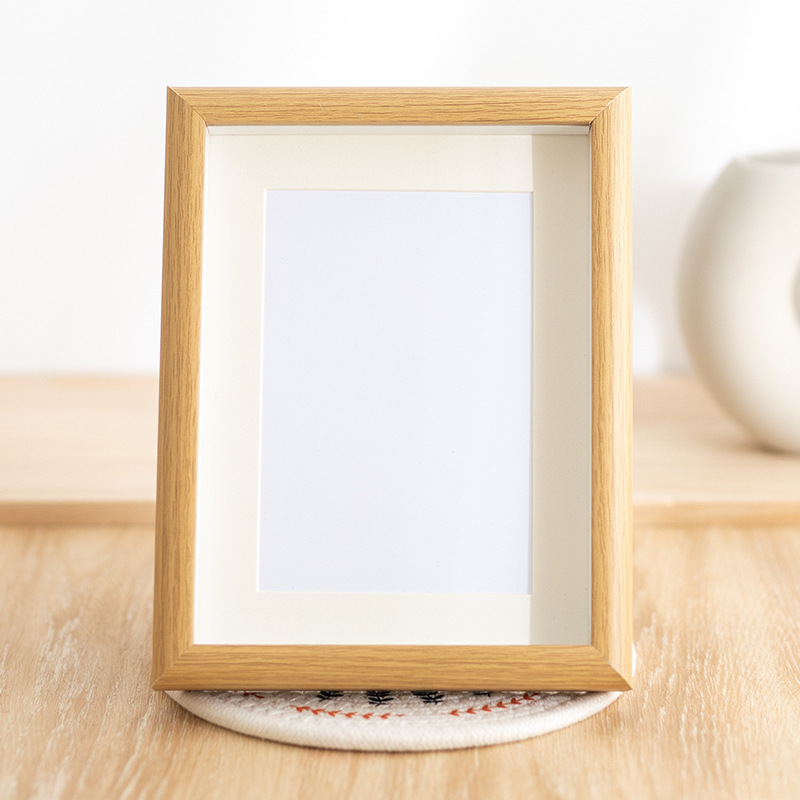 Empty Frame Hollow Decoration Table No Content Empty Photo Frame 8-Inch Wooden Photo Frame Can Be Placed Photo Calligraphy and Painting Wood Color Wooden Frame