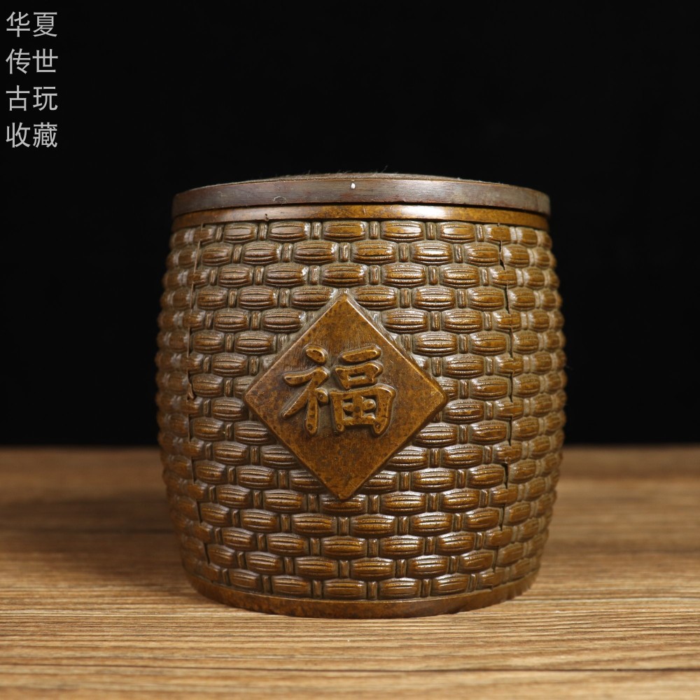 铜茶叶罐铜缸纯铜中式家用装饰品小摆件家居装扮老人礼品仿古铜器