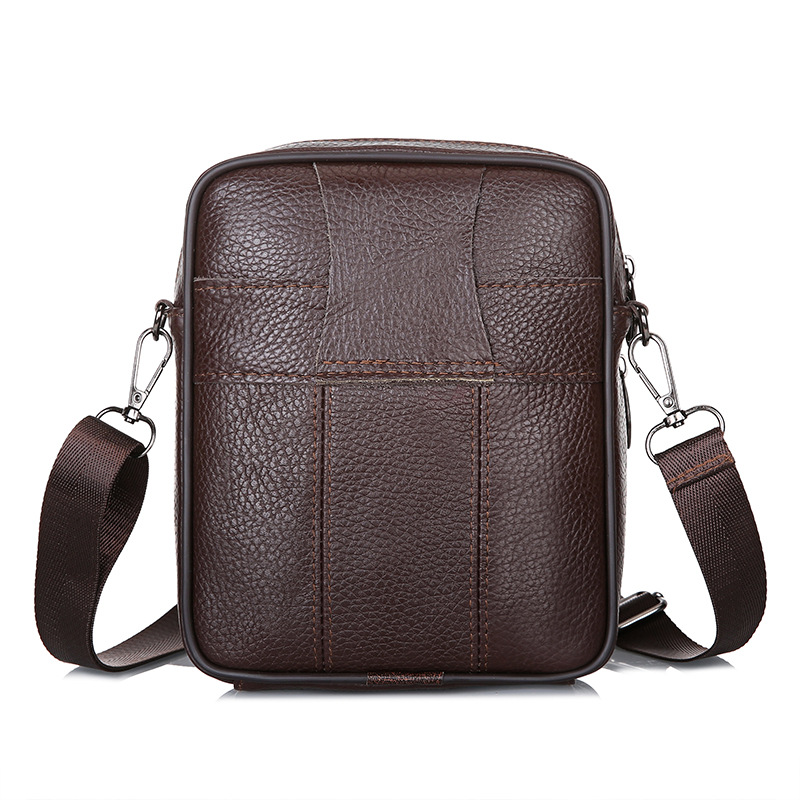 New Leather Packet Men's Messenger Bag First Layer Cowhide Leather Single-Shoulder Bag Men's Shoulder Bag Multi-Functional Belt Bag Cell Phone Case