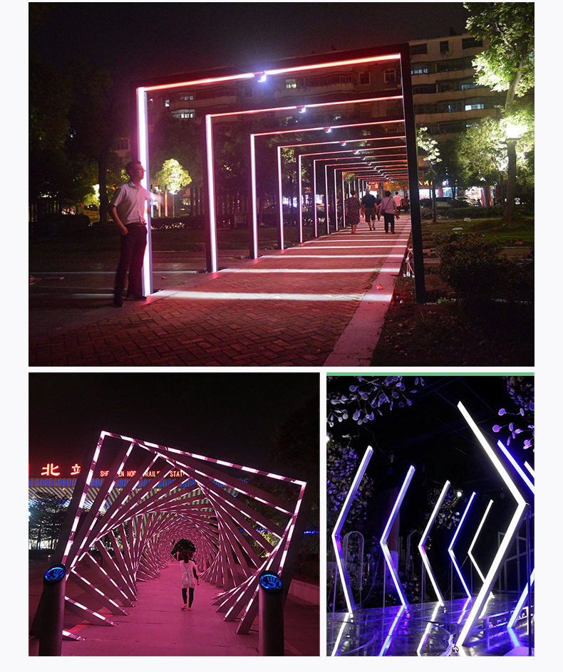 led时光隧道灯景区公园广场走廊户外防水氛围景观几何造型拱门灯