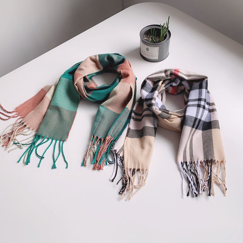 宝宝围巾秋冬季儿童围巾男童女童经典格子围脖流苏加长款围巾冬天