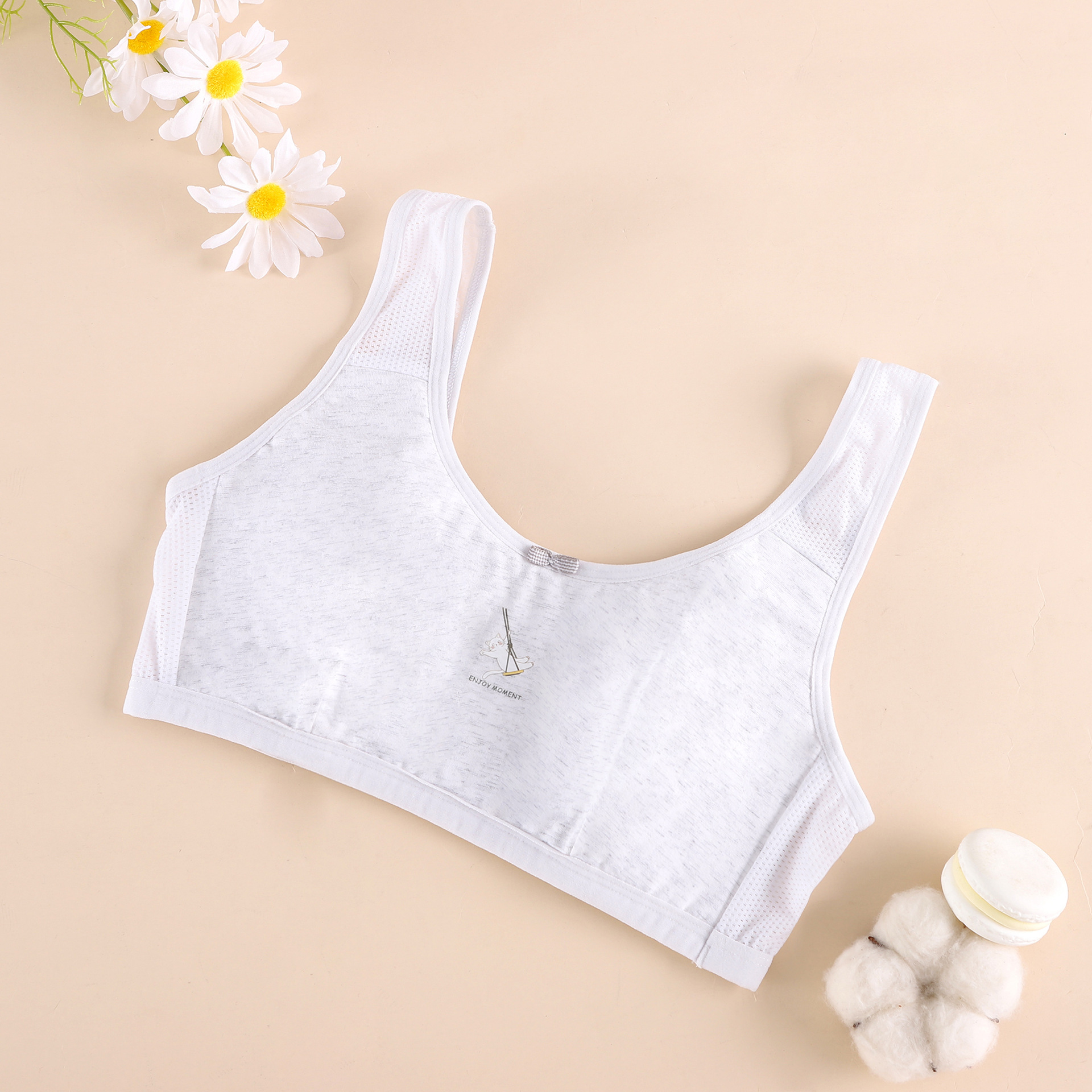 学生发育期纯棉小背心女童女孩套头内衣舒适透气卡通少女文胸