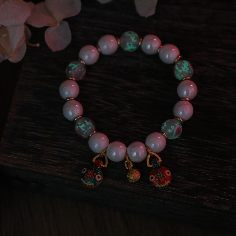 Pearl Colorful Porcelain Glaze Bracelet Women's Summer Swallowing Gold Beast Buddha Beads Rosary Live Supply Scenic Spot