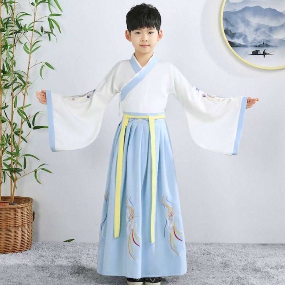 儿童汉服男女童中国风小男孩少爷古装书童国学服三字经朗诵演出服