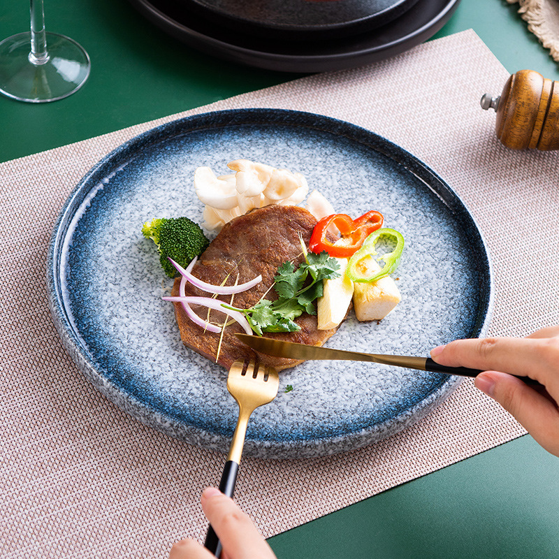 Steak Plate Household Ceramic Western Cuisine Plate Italian Pasta Dish Japanese Style Plate Creative Dinner Plate Dish Internet Celebrity Western Tableware