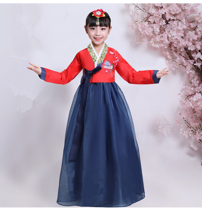 韩国小孩传统古装改良儿童女童韩服女宝宝童装朝鲜族国庆演出服装