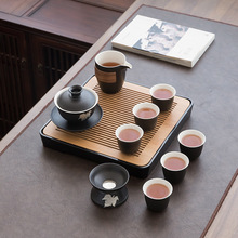 功夫茶具套装家用办公室会客用高端简约整套黑陶高档盖碗茶壶茶杯